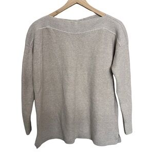 J Jill Boatneck Sweater Neutral Basic Cotton Medium Workwear Essential Pullover